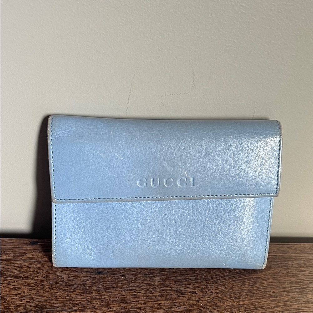 Gucci Sky Blue Leather Wallet